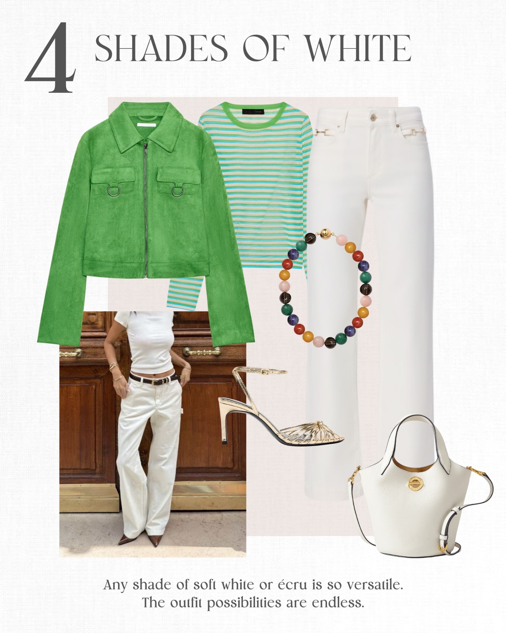 Any shade of white or ecru is versatile. So, if you style it with a button up and a cashmere sweater over your shoulders or a leather jacket, the outfit possibilities are endless!

#LTKPetite #LTKOver40 #LTKootd