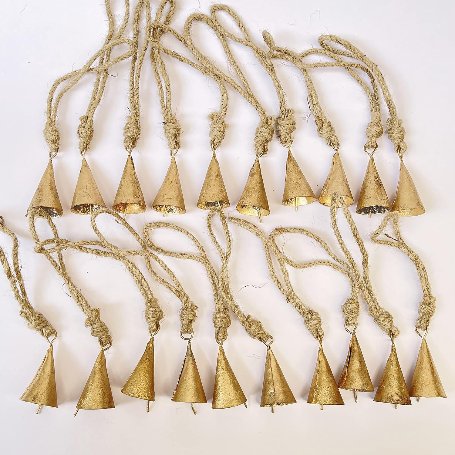 Vivanta 2 Inch 20 Pcs Small Mini Gold Rustic Vintage Iron Tin Metal Christmas Ornaments Jingle Be... | Amazon (US)