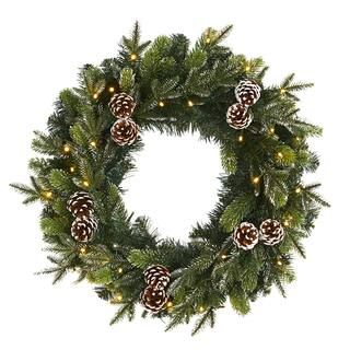 24" Pre-Lit Snowed Pinecone Artificial Christmas Wreath | Michaels Stores