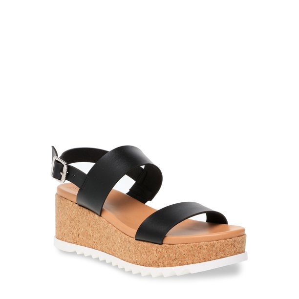 Time and Tru Two Band Flatform Sandal (Women's) | Walmart (US)