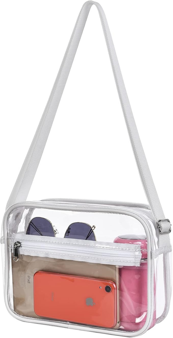 Clear Crossbody Messenger Shoulder Bag Stadium Approved Suitable for Work, Travel, Workout, Conce... | Amazon (US)