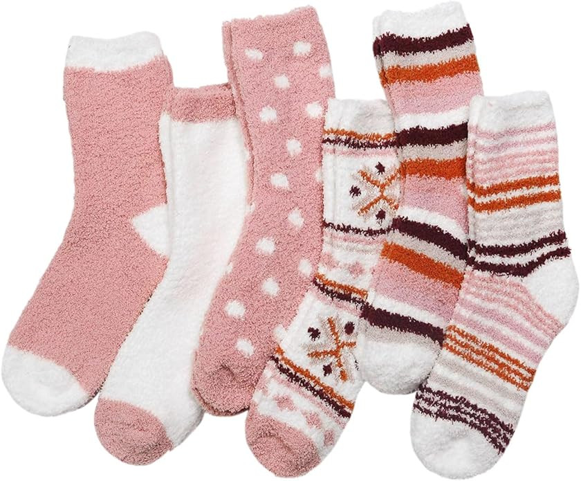 Plush Fuzzy Socks for Women Fluffy Cozy Slipper Socks Fall Thanksgiving Birthday Gifts for Her | Amazon (US)