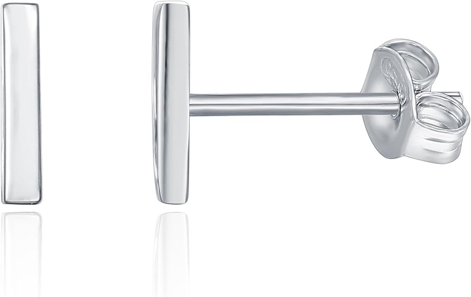 14K Gold Plated 925 Sterling Silver Dainty Mini Bar, Heart and Star Stud Earrings | Amazon (US)