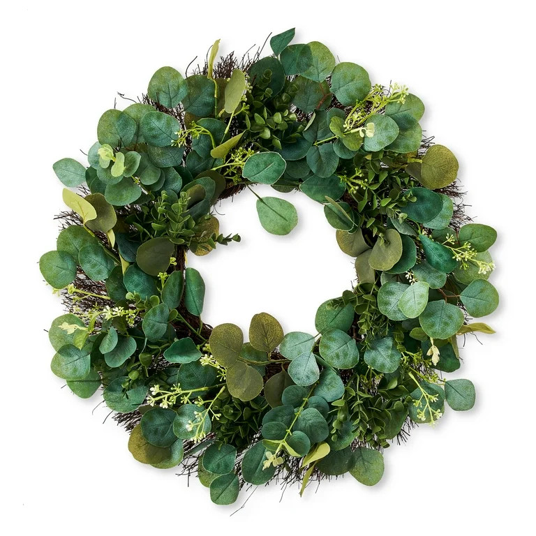 Way To Celebrate Eucalyptus Boxwood Wreath, 22" | Walmart (US)