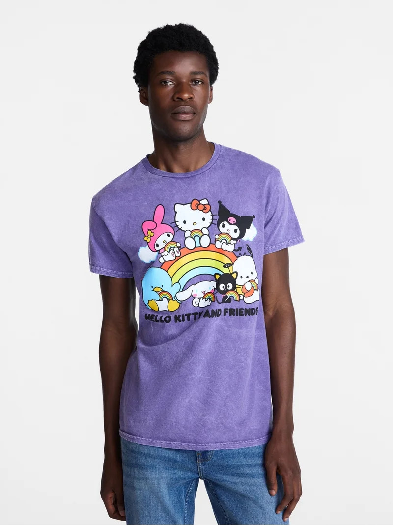 Hello Kitty and Friends Rainbow Men's and Big Men's Tie Dye Tee, Sizes S-3XL | Walmart (US)