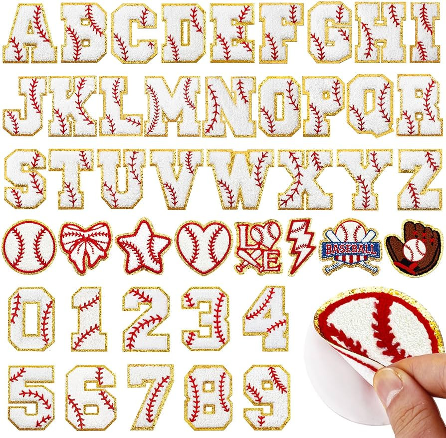 44 Pcs Baseball Patches Self Adhesive Chenille Letter Patches Embroidered Game Day Sports Patch,I... | Amazon (US)