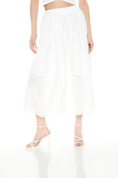 Eyelet A-Line Midi Skirt | Forever 21