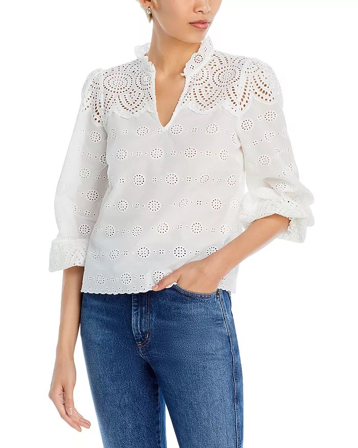 Eyelet Lace V Neck Top - 100% Exclusive | Bloomingdale's (US)