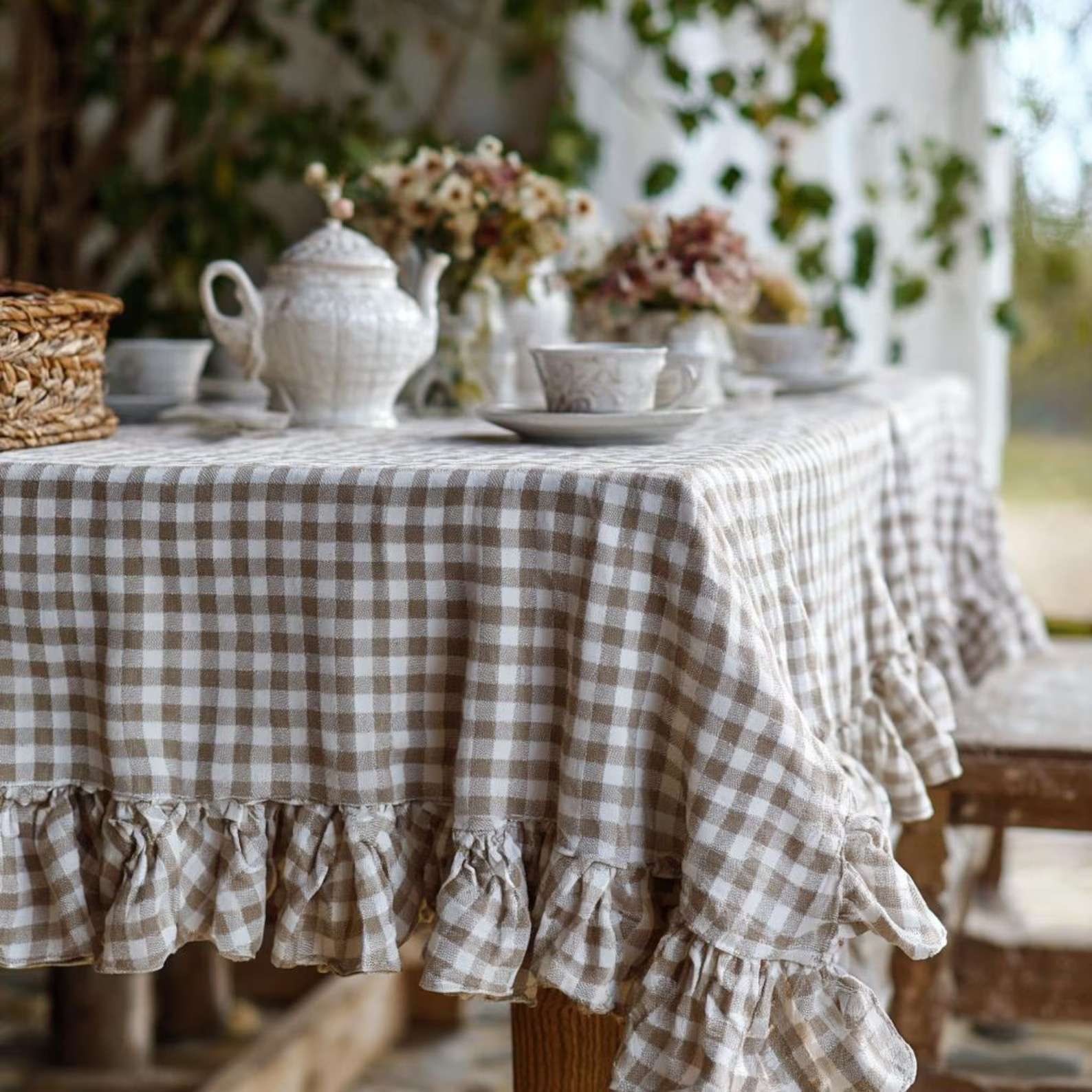 100% Linen Tablecloth With RUFFLES - PREWASHED French Cloth Rustic Country Style - Farmhouse Shab... | Etsy (US)