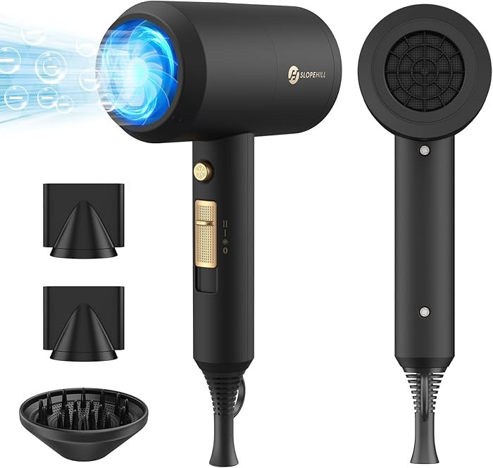 slopehill Professional Ionic Hair Dryer, Powerful 1800W Fast Drying Low Noise Blow Dryer with 2 C... | Amazon (US)