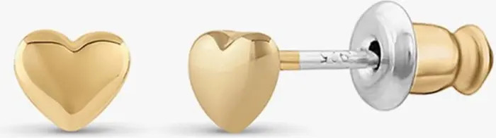 14k Gold Plated Mini Puffed Heart Stud Earrings Minimalist Love | Nordstrom