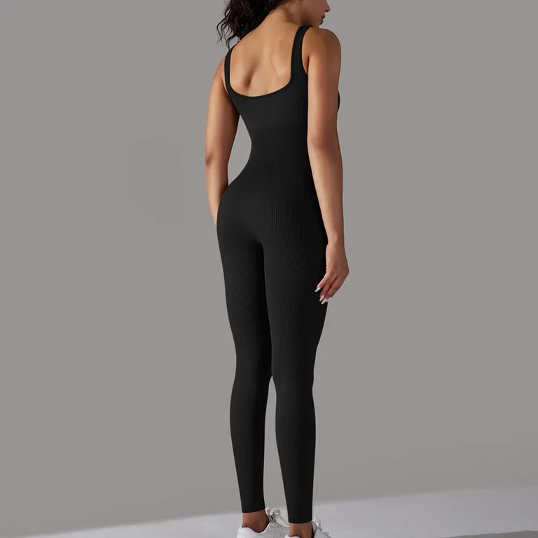 PXLKNZH Women Workout Yoga Jumpsuit Sleeveless Bodycon One Piece Scoop Neck Exercise Romper Seaml... | Walmart (US)