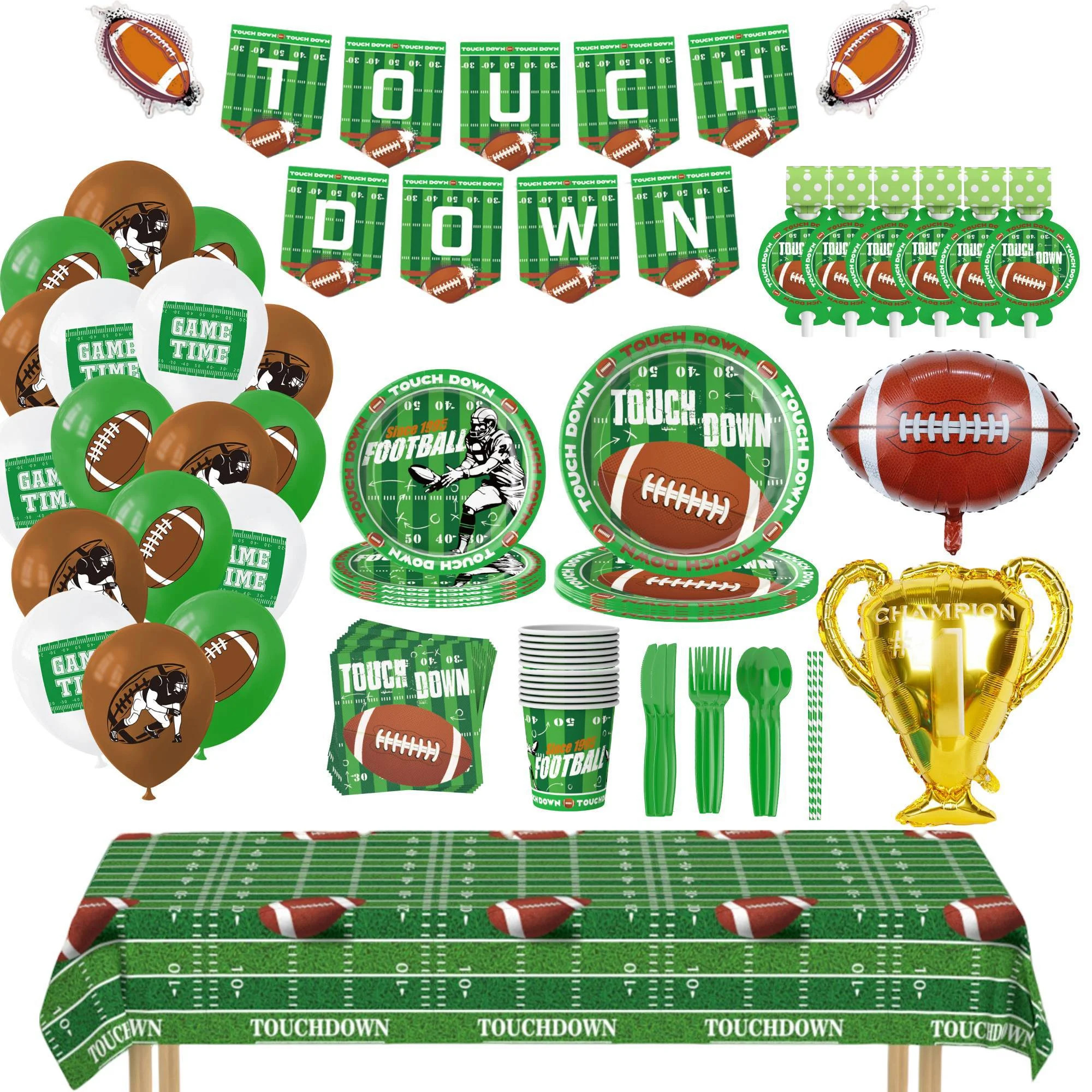 156PCS Football Party Supplies Kit Serve 16, Football Party Paper Plates Napkins Touchdown Tablec... | Walmart (US)