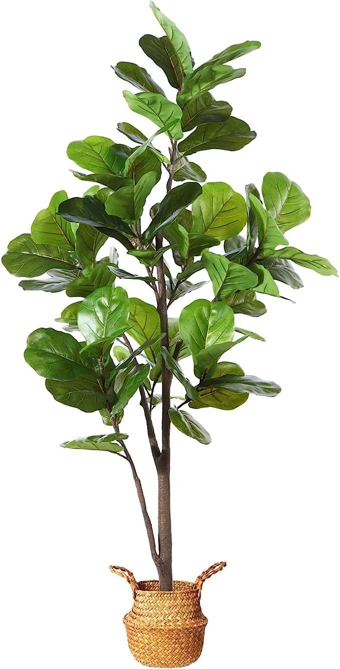 MOSADE Artificial Fiddle Leaf Fig Tree 65" Fake Potted Ficus Lyrata Plant with Handmade Seagrass ... | Amazon (US)