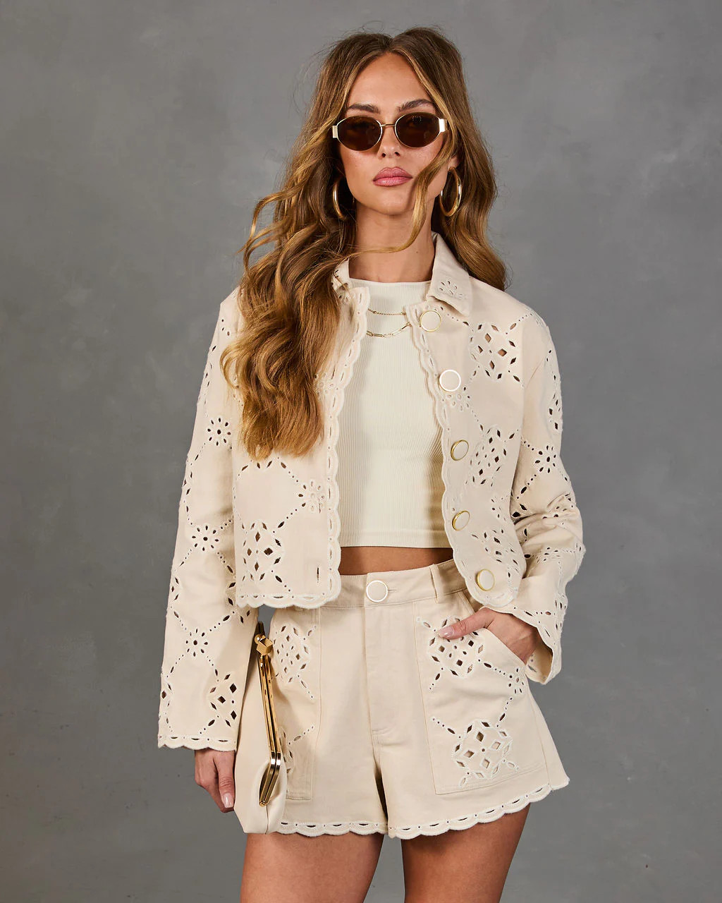 Softly Wandering Eyelet Scallop Trim Jacket | VICI