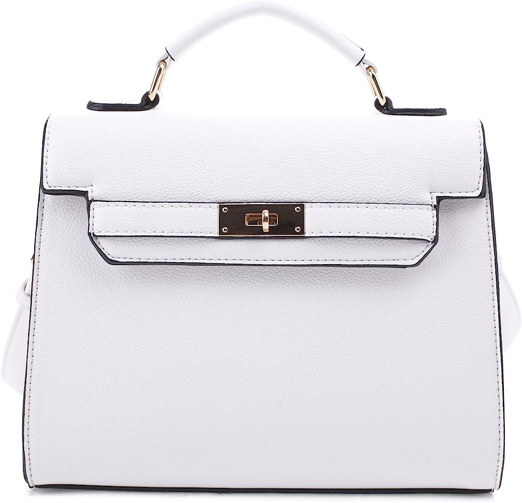 EVVE Women's Top Handle Satchel with Detachable Strap Small Pebbled Leather Crossbody Bag | Amazon (US)