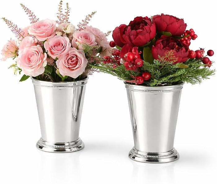 Silver Mint Julep Vases, 12 oz 304 Stainless Steel, Set of 2 | Amazon (US)