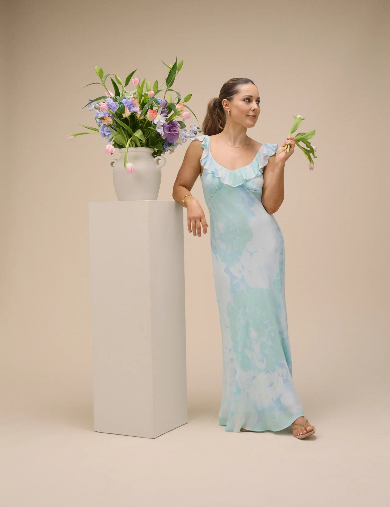 Blue Floral Chiffon Logan Maxi Dress | Nobody's Child