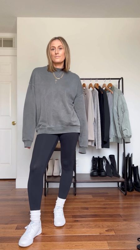 Spring outfits. Spring outfit idea. Casual outfits. Casual outfit idea. Oversized sweatshirt. Leggings. Sports mom outfit. Mom outfit.

#LTKSeasonal #LTKfindsunder100 #LTKfindsunder50