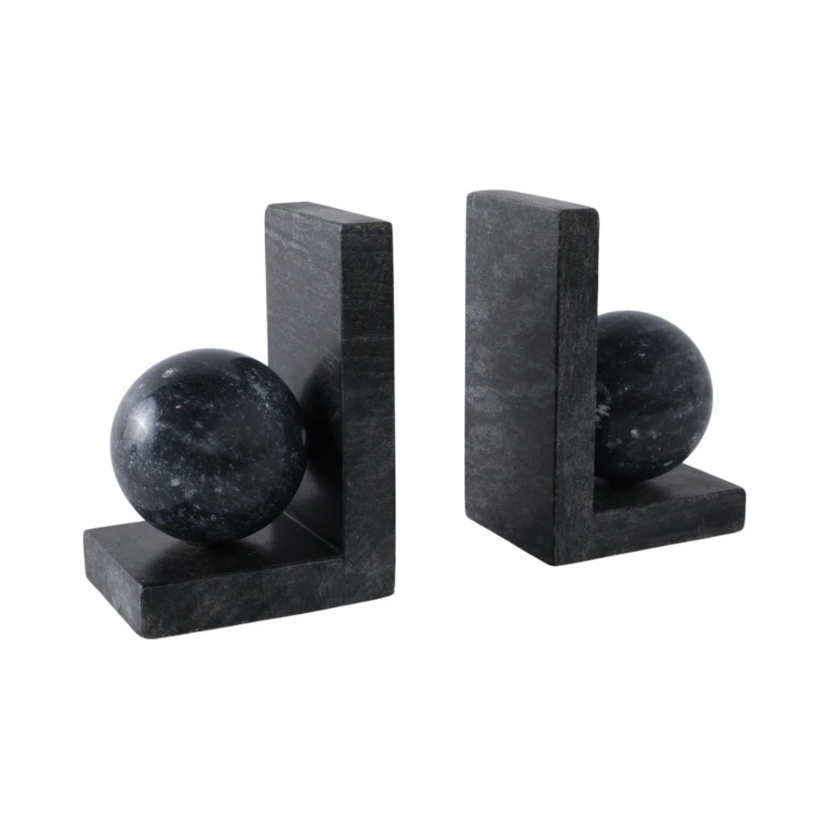 Modern Bookends in Marble with 3" Orb Detail – Decorative Book Ends for Stylish Home Decor – ... | Wayfair North America