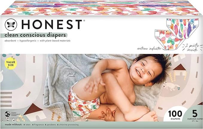 The Honest Company Clean Conscious Diapers, Wingin It + Painted Feathers, Size 5, 100 Count Super... | Amazon (US)