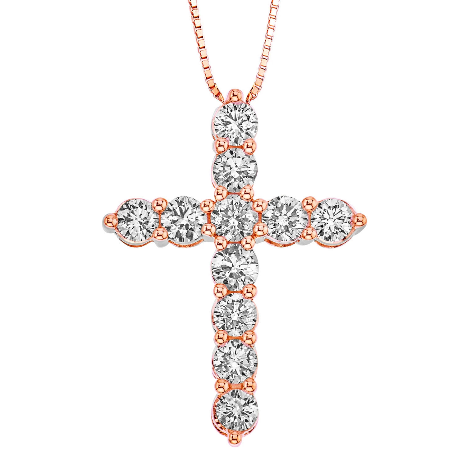 2.00 CT. T. W. Diamond Cross Pendant in 14K Rose Gold:- Rose Gold | Sam's Club