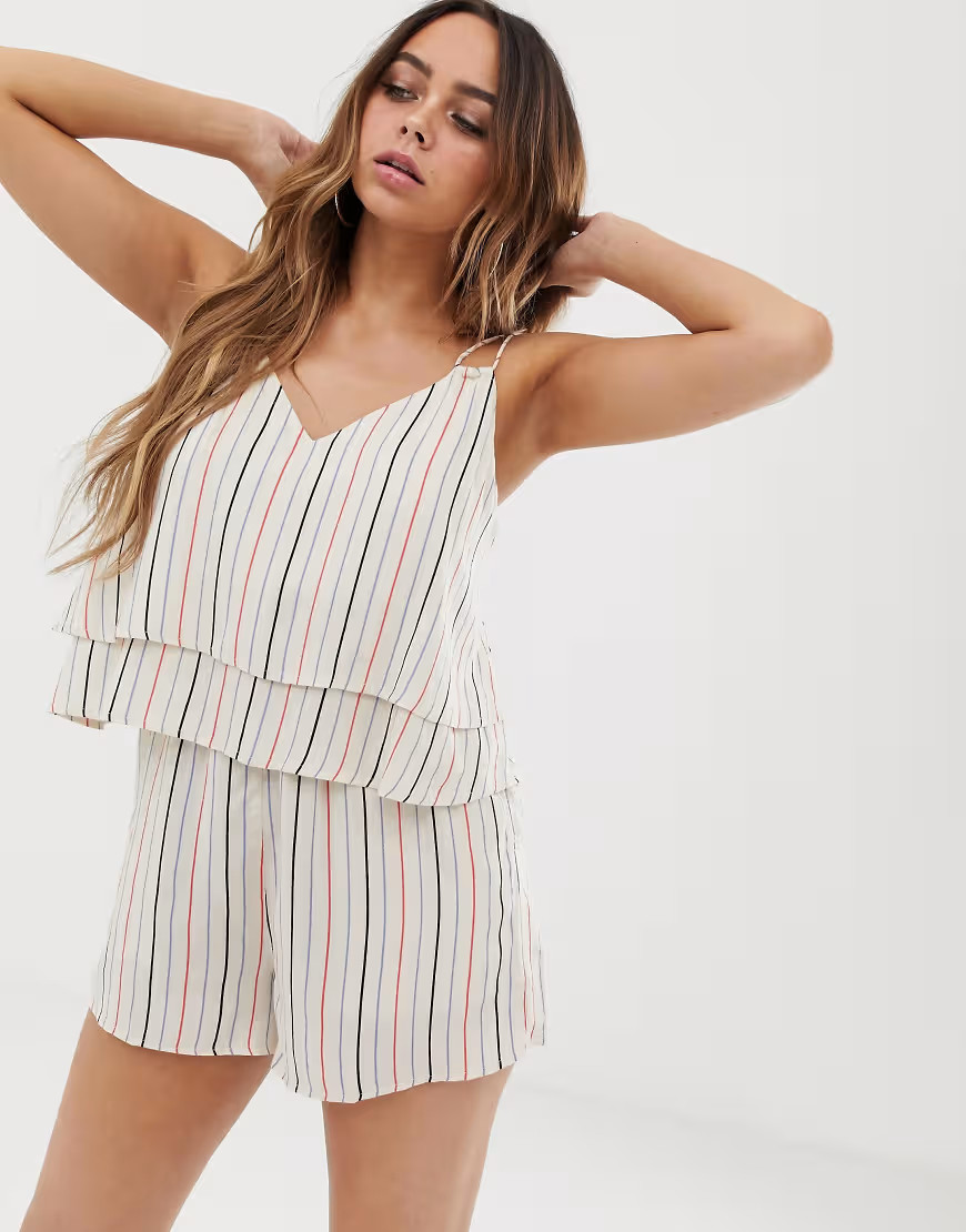 Tavik stripe print beach playsuit-Blue | ASOS (Global)