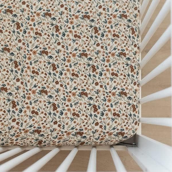 Harvest Floral Muslin Crib Sheet by Mebie Baby, Soft and Breathable Bed Sheets for Babies, Modern... | Amazon (US)