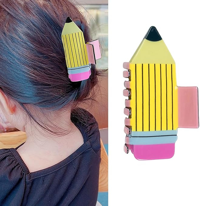 Back To School Hair Claw Clips for Women Girls Teacher Appreciation Hair Clips Yellow Pencil Claw... | Amazon (US)