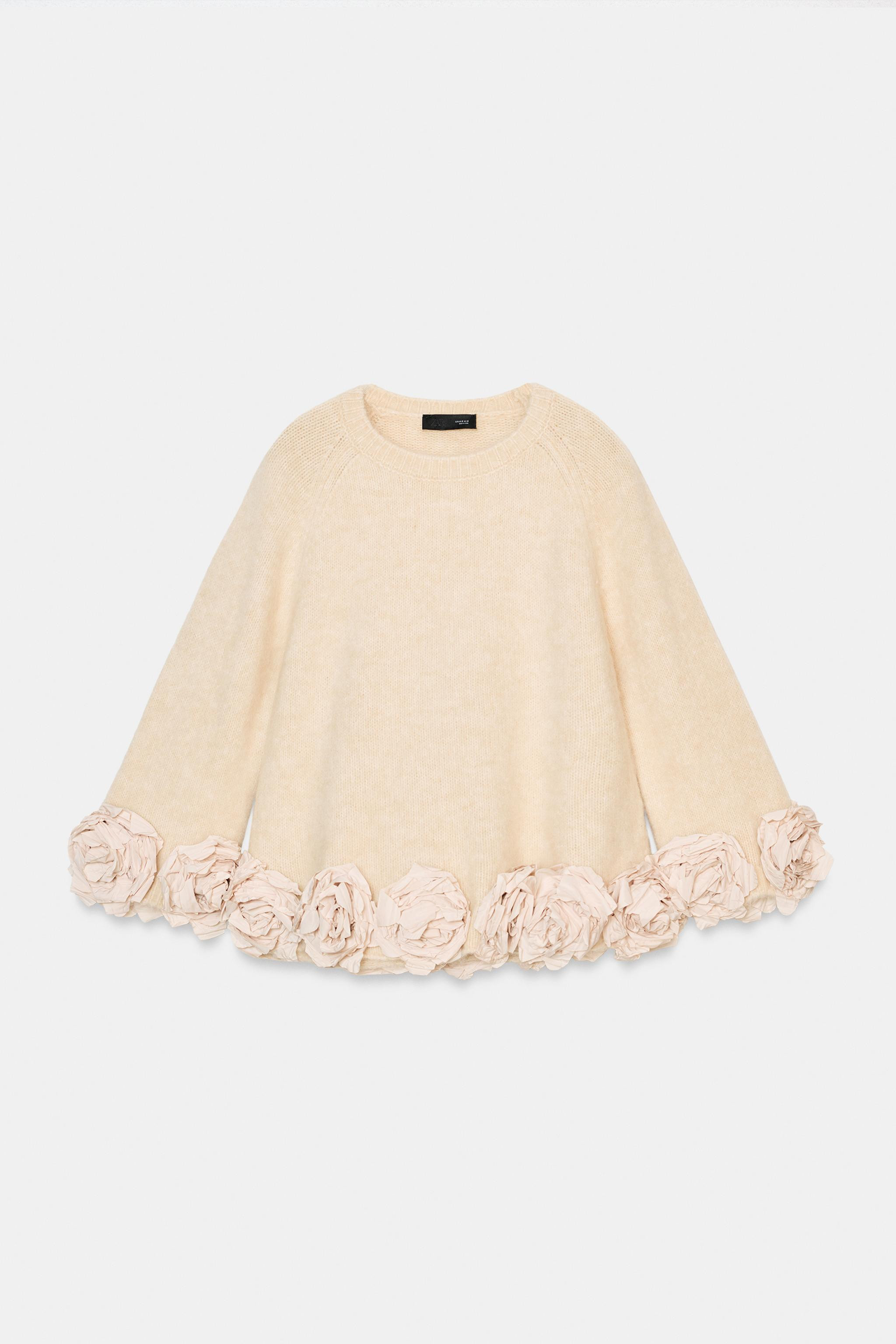 FLORAL TEXTURED COMBO KNIT JUMPER | Zara US