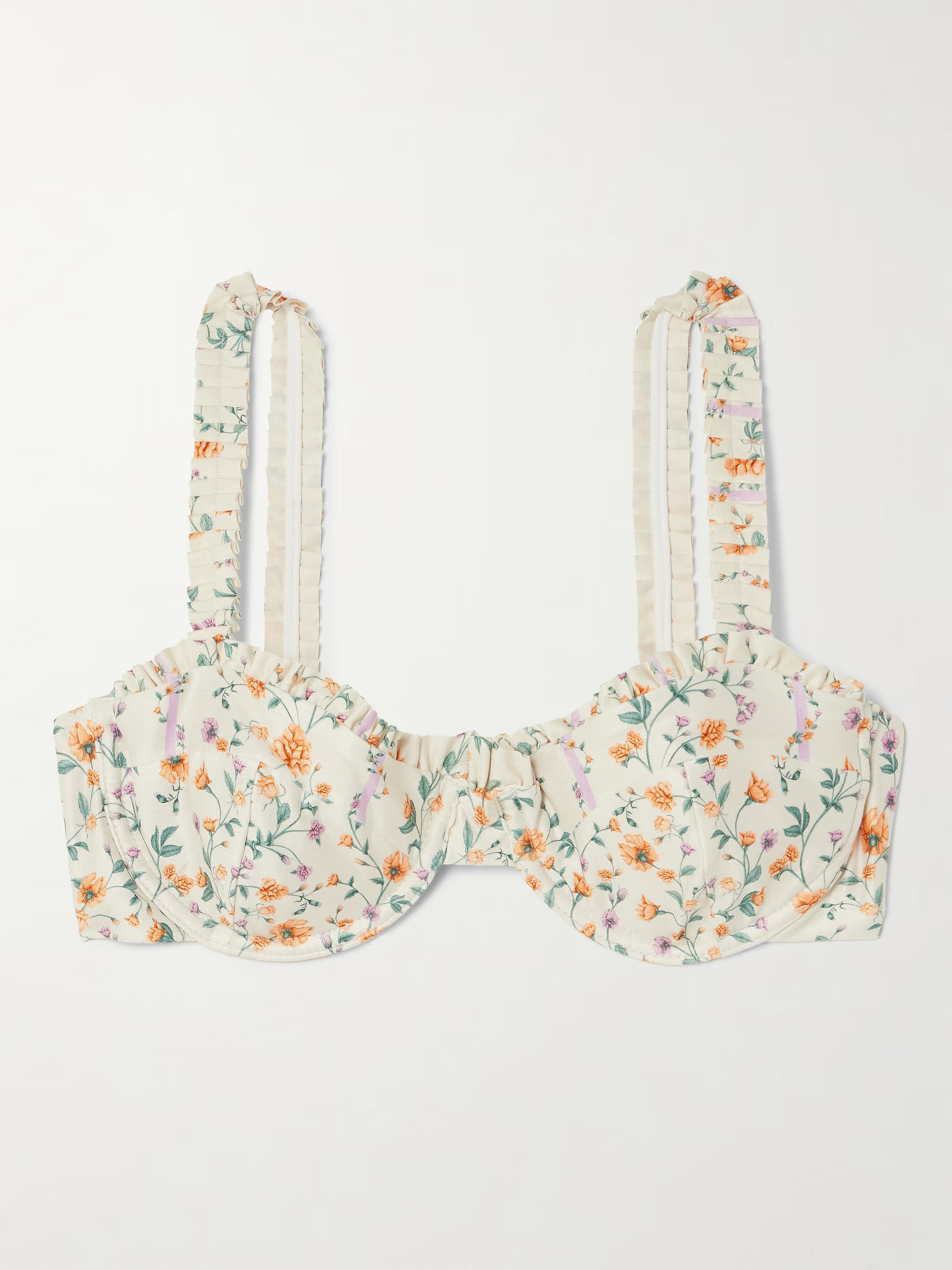 Argaz Chinesis ruffled floral-print recycled bikini top | NET-A-PORTER (UK & EU)