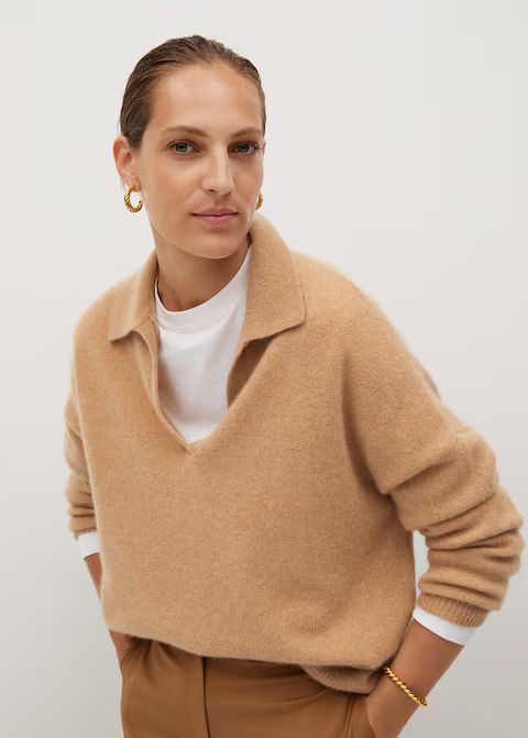 Cashmere polo style sweater | MANGO (US)