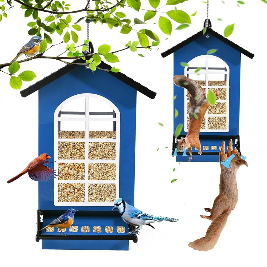 Bird Feeder Squirrel Proof Metal Hanging for Outdoor Wild Bird Seed, 5LBS with Bilateral Weight-A... | Amazon (US)