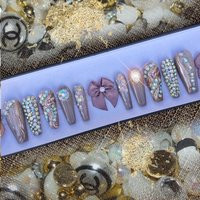 It's Your Birthday Drama Nails/Mauve Beige/Extra Long Stiletto/Coffin Press On Nails W/Oversized Dia | Etsy (US)