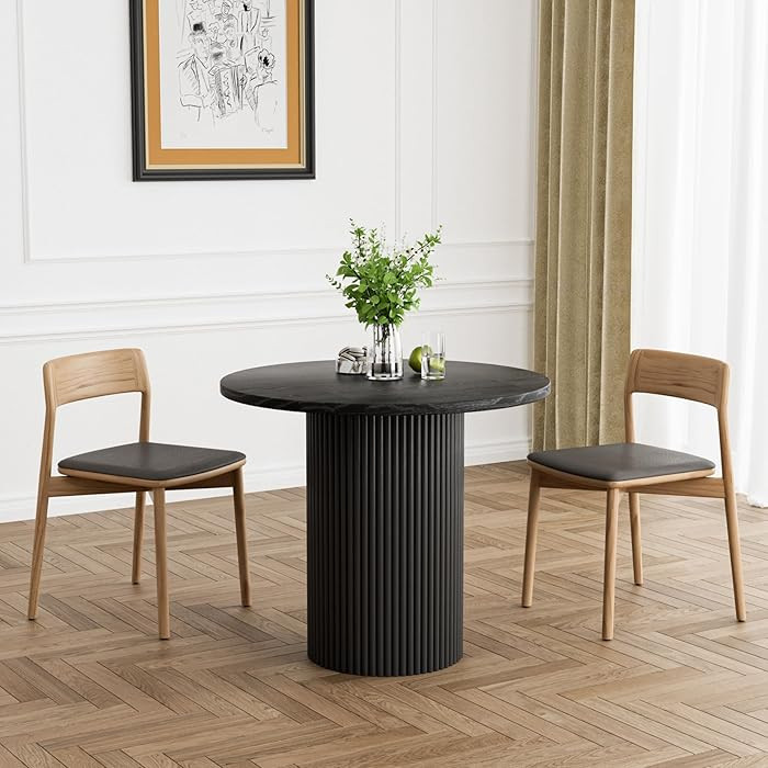 Rophefx Round Dining Table, 35.4" Modern Wood Kitchen Table for 2 to 4, Pedestal Circle Dining Ta... | Amazon (US)