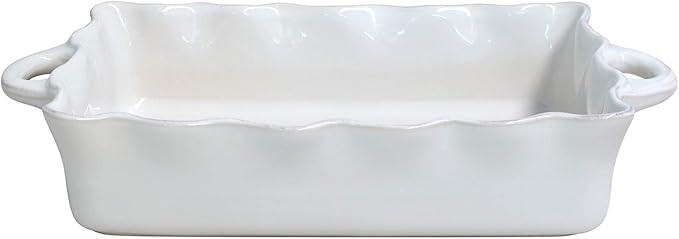 Casafina Ceramic 17.25" x 10.25" Rectangular Ruffled Baker - Cook & Host Collection, White | Oven... | Amazon (US)
