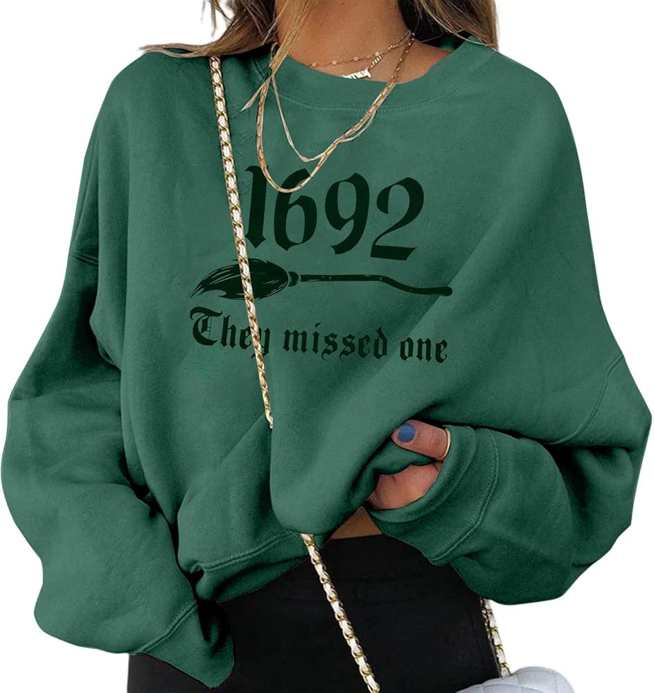 LUKYCILD 1692 They Missed One Sweatshirt Halloween Sweatshirts for Women Halloween Graphic Spooky... | Amazon (US)