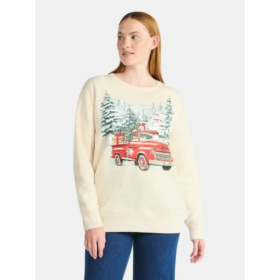 Women's Christmas Winter Cabin Graphic Fleece from Holiday Time, Sizes S-XXXL | Walmart (US)