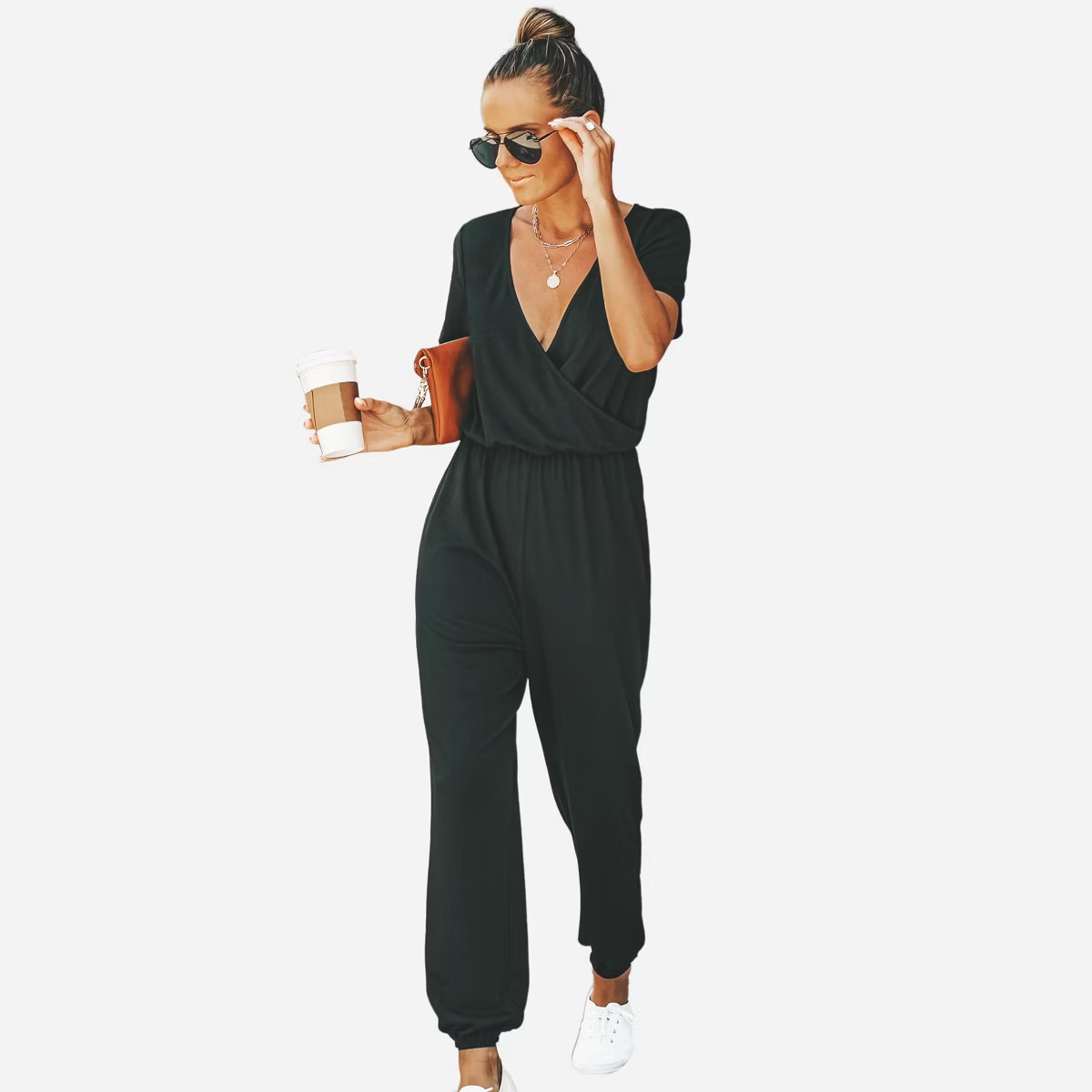Women's Short Sleeve Wrap Loose Long Romper Jumpsuit - Cupshe | Target