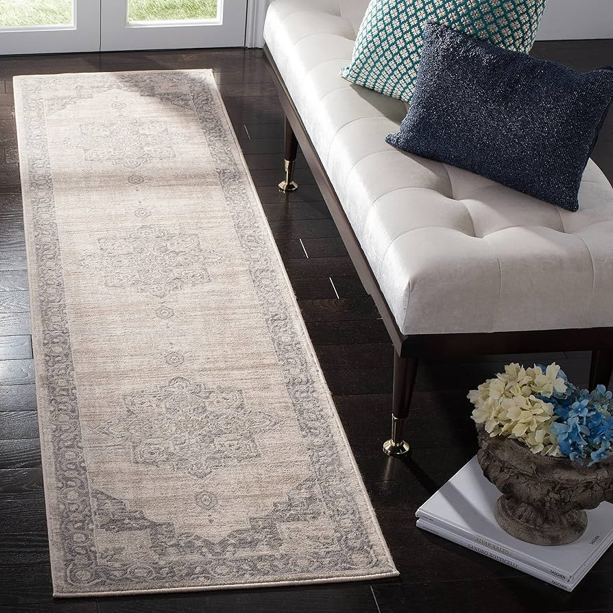 SAFAVIEH Brentwood Collection Runner Rug - 2' x 8', Cream & Grey, Medallion Distressed Design, No... | Amazon (US)