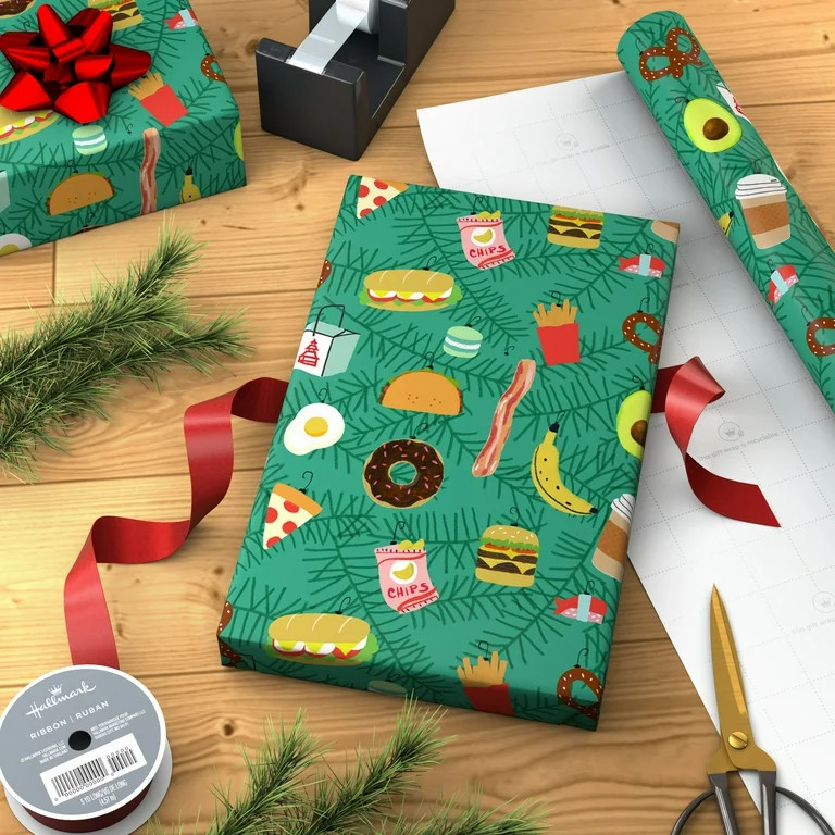 Hallmark Christmas Wrapping Paper Roll (Foodie Ornaments) 60 Sq. ft. | Walmart (US)
