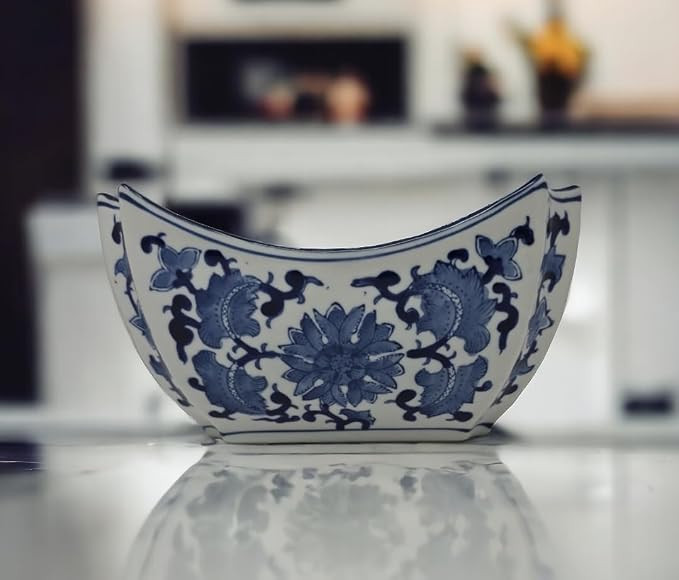 Blue and White Square Octagon Serving Bowls, Salad Bowls, Fruit Bowls Chinoiserie Bowl (9") | Amazon (US)