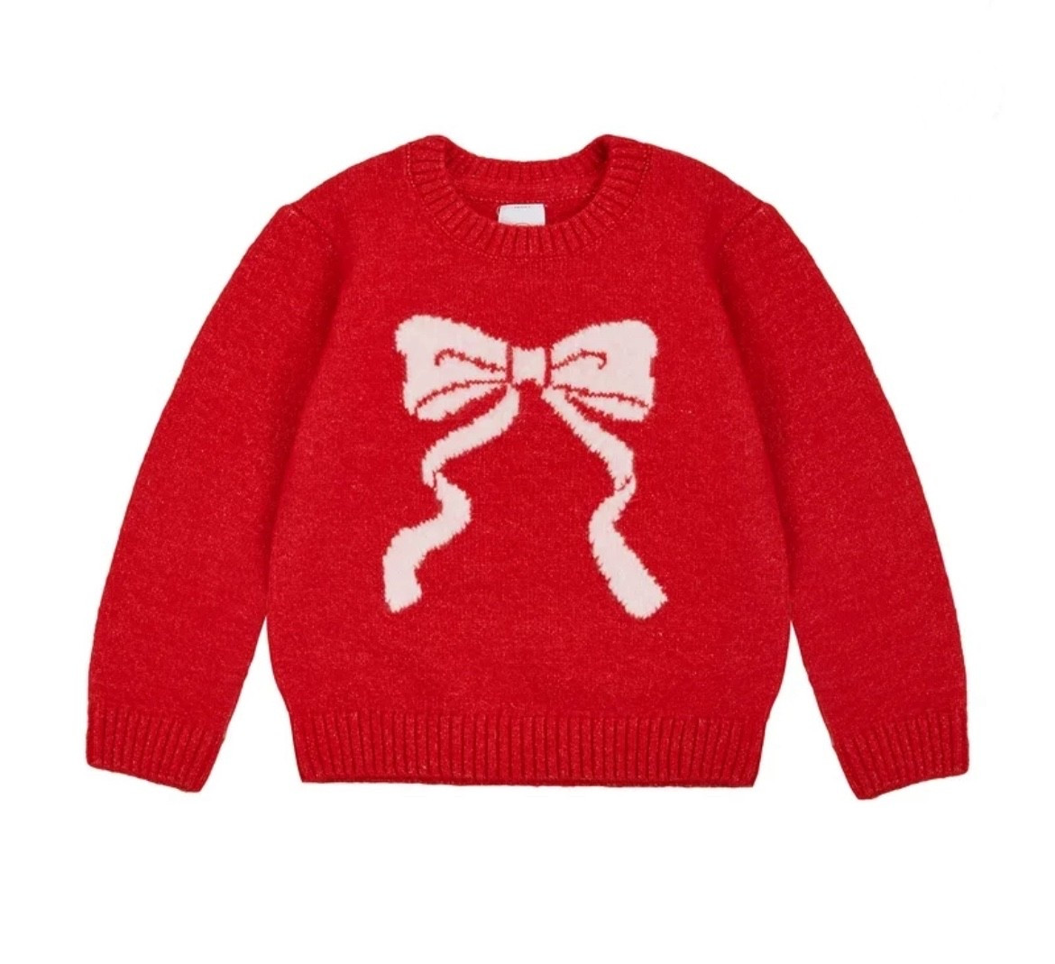The cutest festive bow sweater in sizes 12 months through 5T!

#LTKHoliday #LTKSeasonal #LTKKids