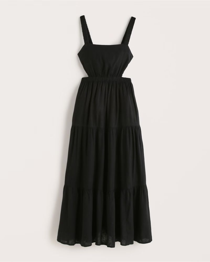 Women's Linen-Blend Cutout Midaxi Dress | Women's Up To 50% Off Select Styles | Abercrombie.com | Abercrombie & Fitch (US)