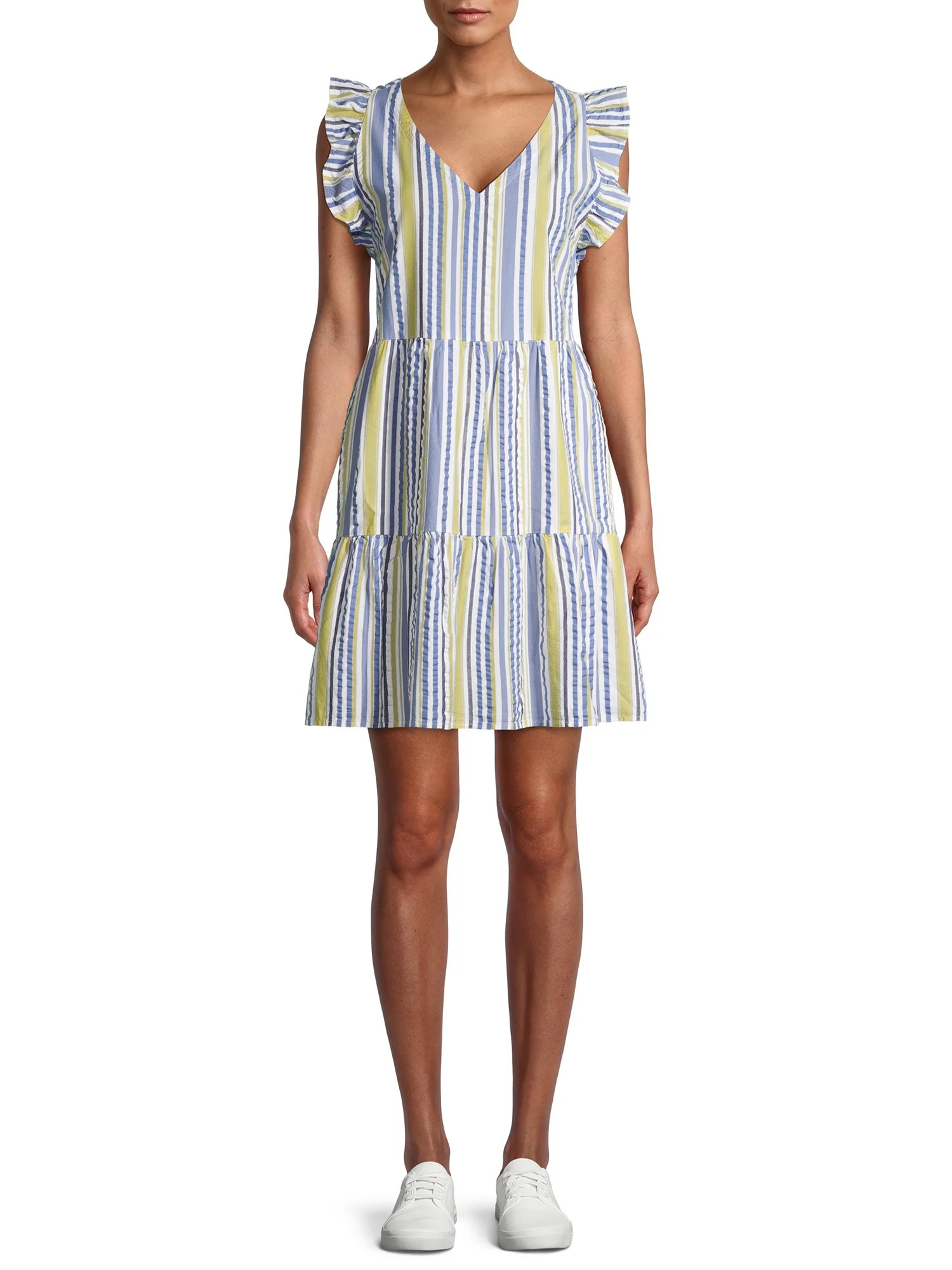 Time and Tru Women's Flutter Sleeve Dress | Walmart (US)