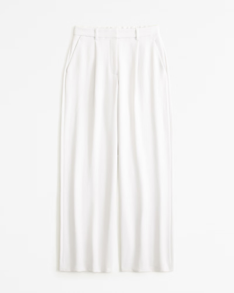 Abercrombie & Fitch Women's Curve Love A&F Harper Tailored Premium Crepe Pant in Cream - Size 30 LONG | Abercrombie & Fitch (US)