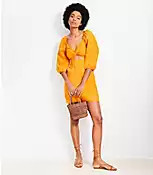 LOFT Beach Linen Cutout Mini Pocket Dress | LOFT