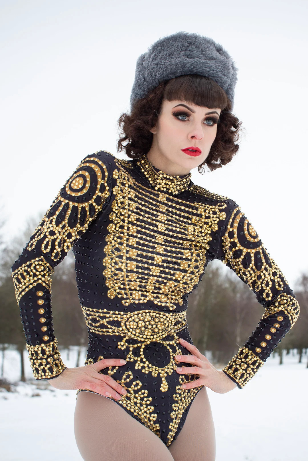 Black and Gold Circus Gem Leotard Costume Military | Etsy (US)