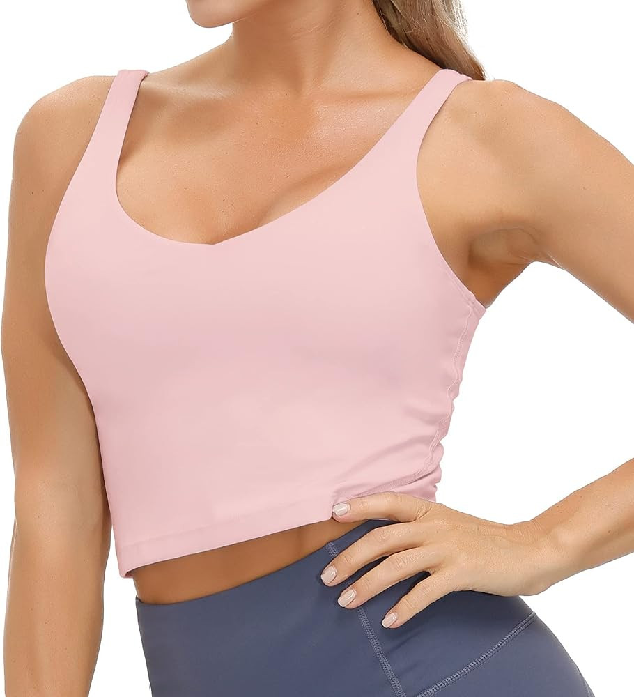 Wjustforu Women's Tank Top Padded Sports Bra Running Workout Yoga Crop Top | Amazon (US)
