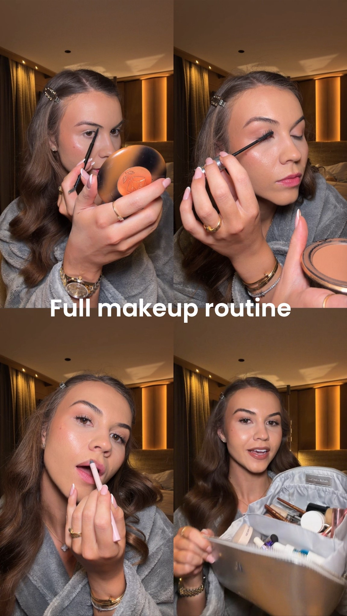 Full makeup routine!! Shades 👇🏼 

Armani luminous silk foundation - 6
Loreal true match concealer- 1N
Lancome bronzer - light medium 
Loreal lumi blush - warm peach 
Kylie cosmetics plumping liner - coconut 
Loreal plump ambition lip oil - 641 

Brush set also linked - this was a gift from Katie and it’s all you need + a beauty blender!! Amazing value
